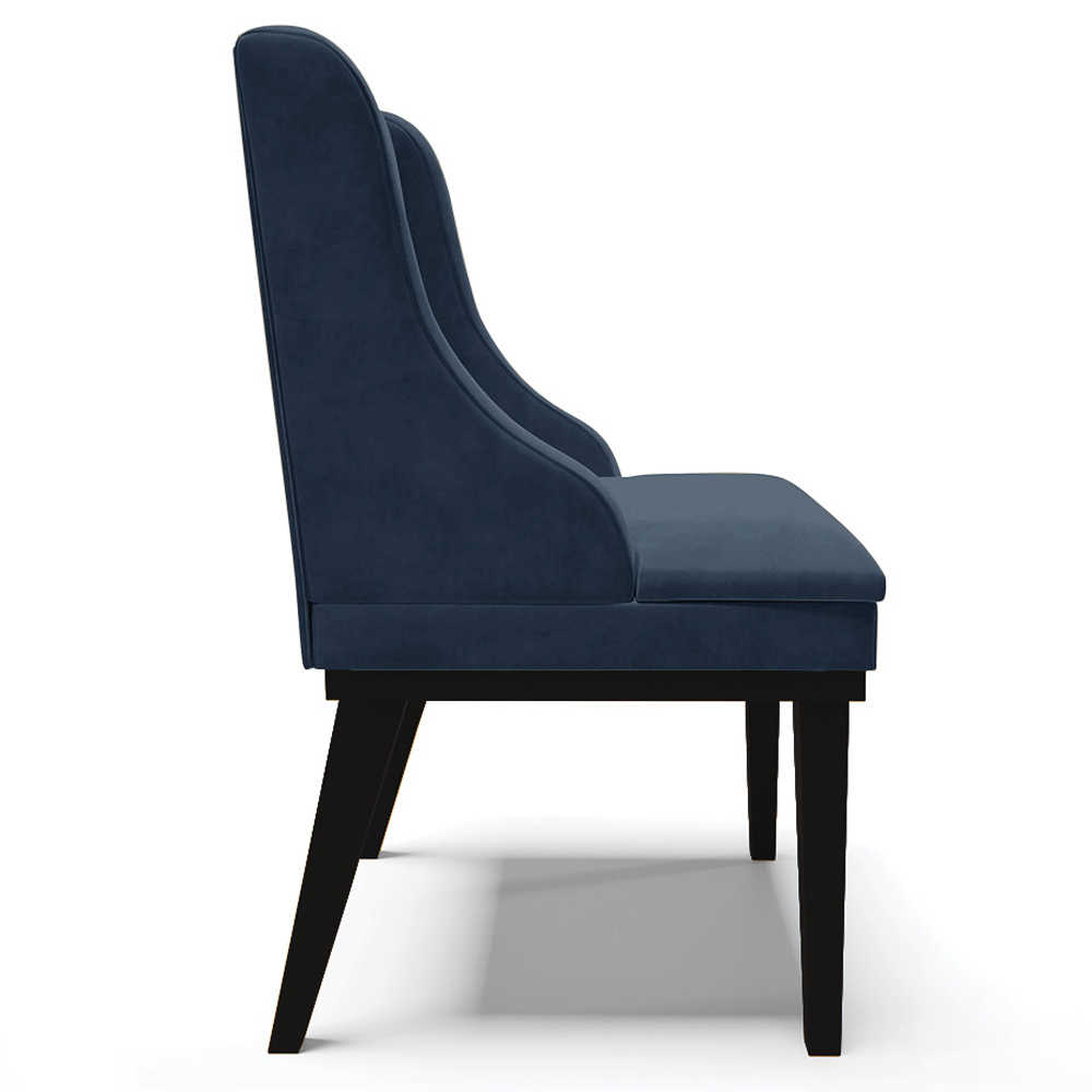 Cadeira Decorativa Sala de Jantar Base Fixa de Madeira Firenze Suede Azul Marinho/Preto G19 - Gran Belo