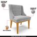 Cadeira Decorativa Sala de Jantar Base Fixa de Madeira Firenze Suede Cinza/Castanho G19 - Gran Belo