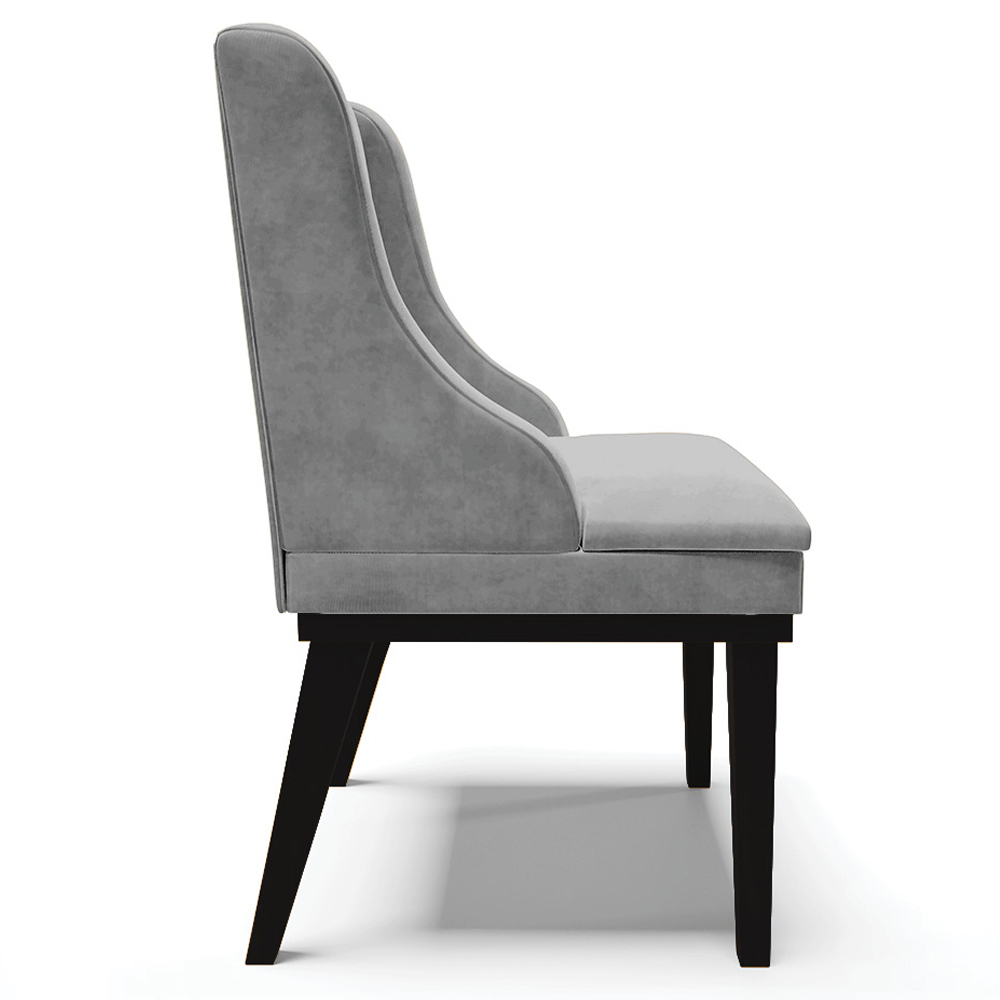 Cadeira Decorativa Sala de Jantar Base Fixa de Madeira Firenze Suede Cinza/Preto G19 - Gran Belo