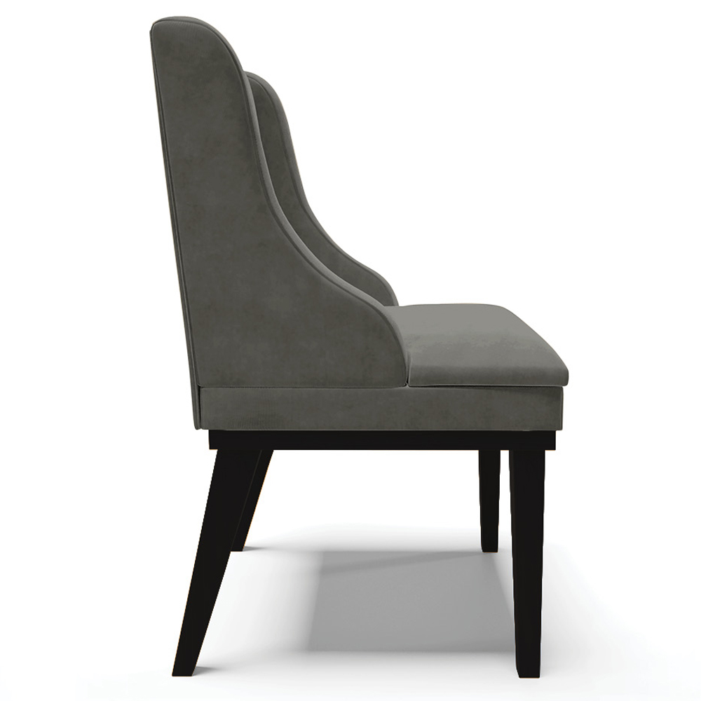 Cadeira Decorativa Sala de Jantar Base Fixa de Madeira Firenze Suede Grafite/Preto G19 - Gran Belo
