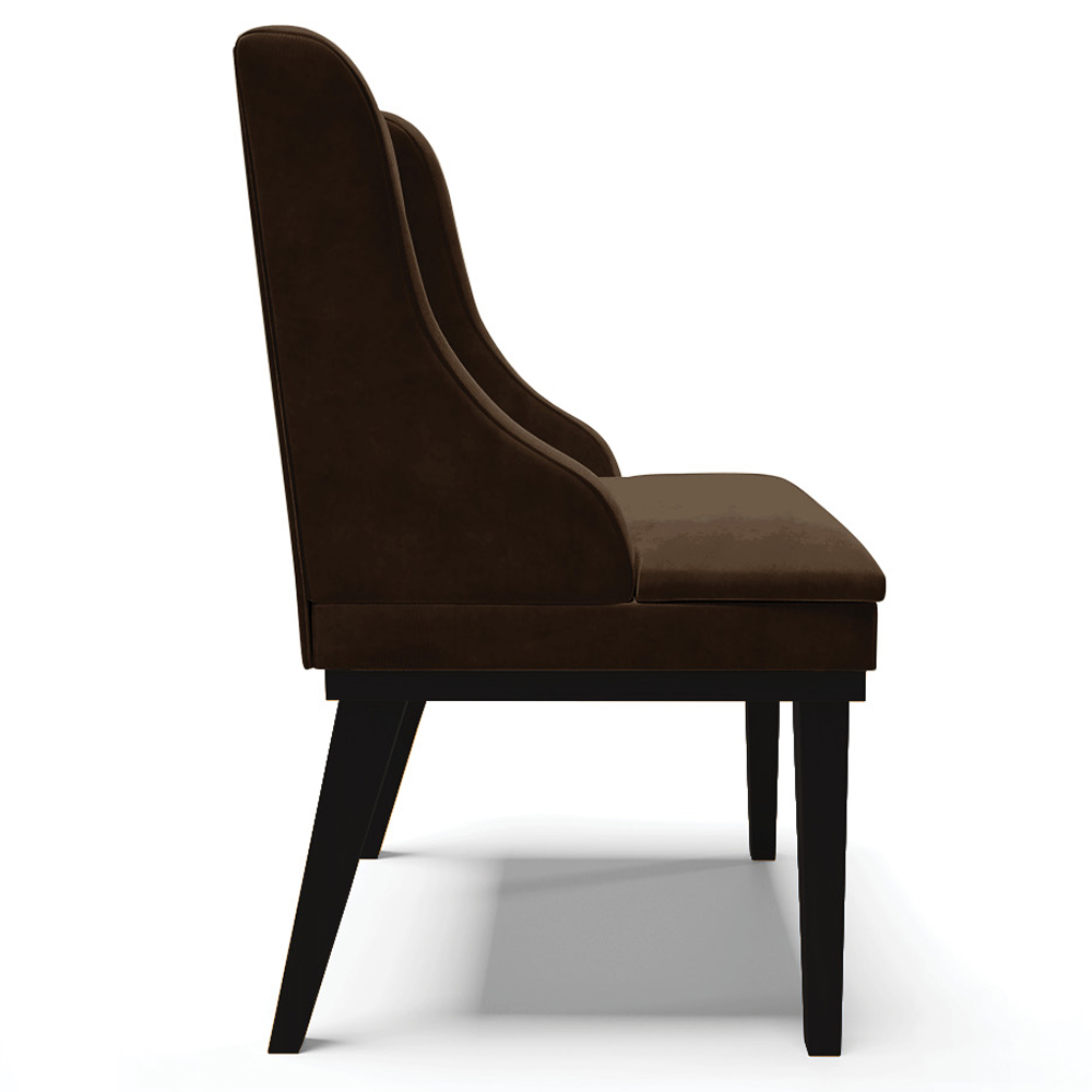 Cadeira Decorativa Sala de Jantar Base Fixa de Madeira Firenze Suede Marrom/Preto G19 - Gran Belo