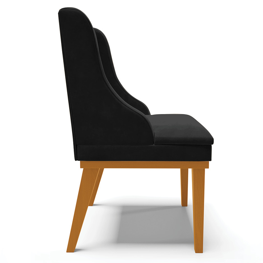 Cadeira Decorativa Sala de Jantar Base Fixa de Madeira Firenze Suede Preto/Castanho G19 - Gran Belo