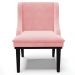 Cadeira Decorativa Sala de Jantar Base Fixa de Madeira Firenze Suede Rosa Bebê/Preto G19 - Gran Belo