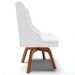 Cadeira Decorativa Sala de Jantar Base Giratória de Madeira Firenze PU Branco Brilho/Natural G19 - Gran Belo