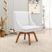 Cadeira Decorativa Sala de Jantar Base Giratória de Madeira Firenze PU Branco Fosco/Natural G19 - Gran Belo