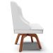 Cadeira Decorativa Sala de Jantar Base Giratória de Madeira Firenze PU Branco Fosco/Natural G19 - Gran Belo