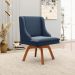 Cadeira Decorativa Sala de Jantar Base Giratória de Madeira Firenze Suede Azul Marinho/Natural G19 - Gran Belo