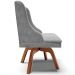 Cadeira Decorativa Sala de Jantar Base Giratória de Madeira Firenze Suede Cinza/Natural G19 - Gran Belo