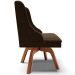 Cadeira Decorativa Sala de Jantar Base Giratória de Madeira Firenze Suede Marrom/Natural G19 - Gran Belo
