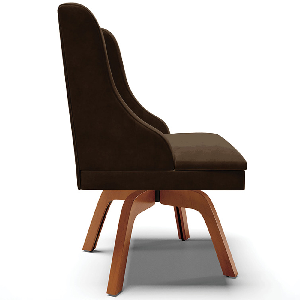 Cadeira Decorativa Sala de Jantar Base Giratória de Madeira Firenze Suede Marrom/Natural G19 - Gran Belo