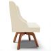 Cadeira Decorativa Sala de Jantar Base Giratória de Madeira Firenze Veludo Bege/Natural G19 - Gran Belo