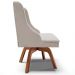 Cadeira Decorativa Sala de Jantar Base Giratória de Madeira Firenze Veludo Cinza/Natural G19 - Gran Belo