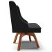 Cadeira Decorativa Sala de Jantar Base Giratória de Madeira Firenze Veludo Preto/Natural G19 - Gran Belo