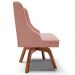 Cadeira Decorativa Sala de Jantar Base Giratória de Madeira Firenze Veludo Rosê/Natural G19 - Gran Belo