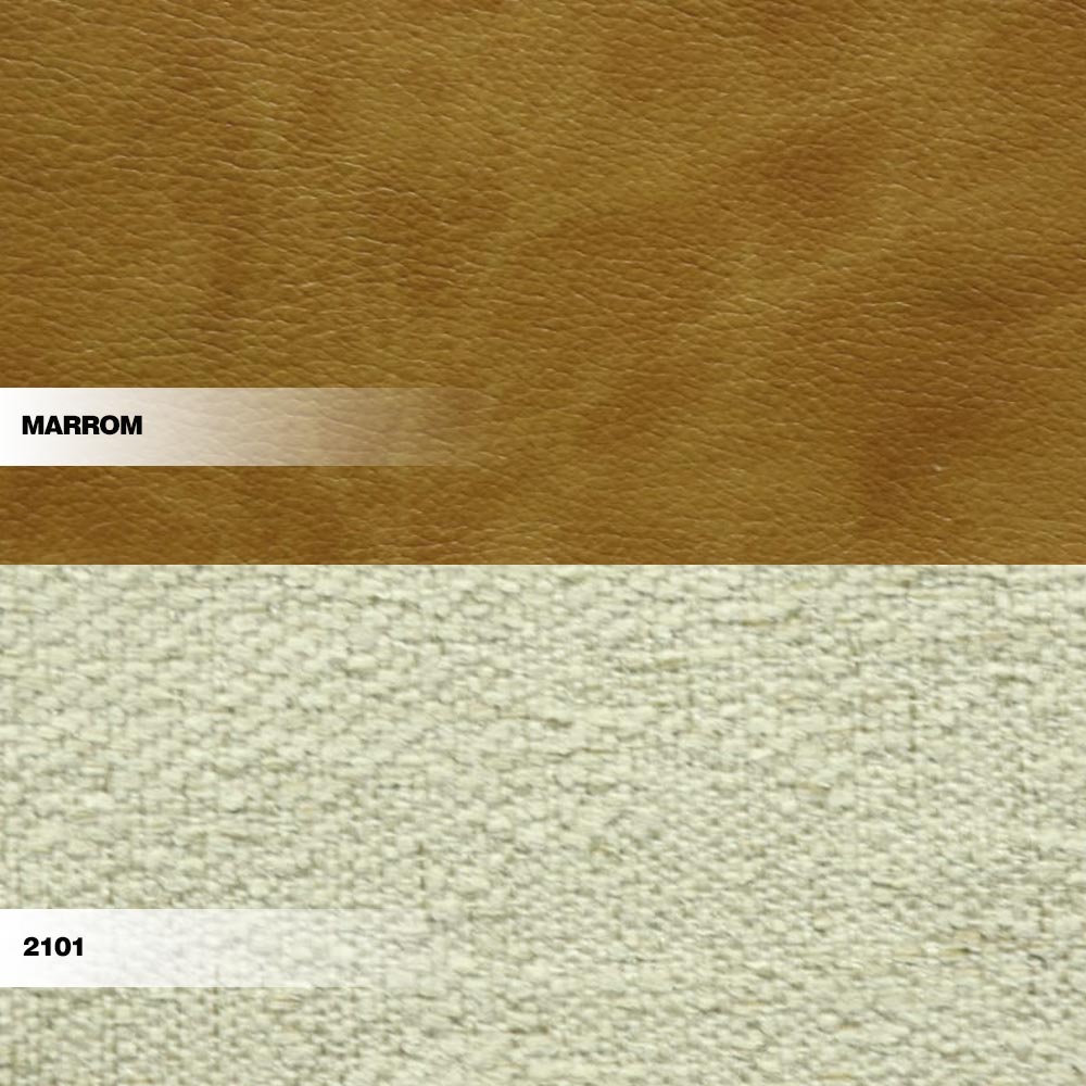 Cadeira Decorativa Sala de Jantar Madeira Maciça Bruyne PU Sintético/Linho Marrom/Bege G13 - Gran Belo