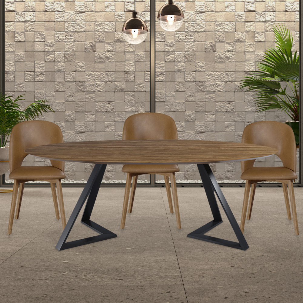 Cadeira Decorativa Sala de Jantar Madeira Maciça Hadassa PU Marrom/Nogueira G13 - Gran Belo