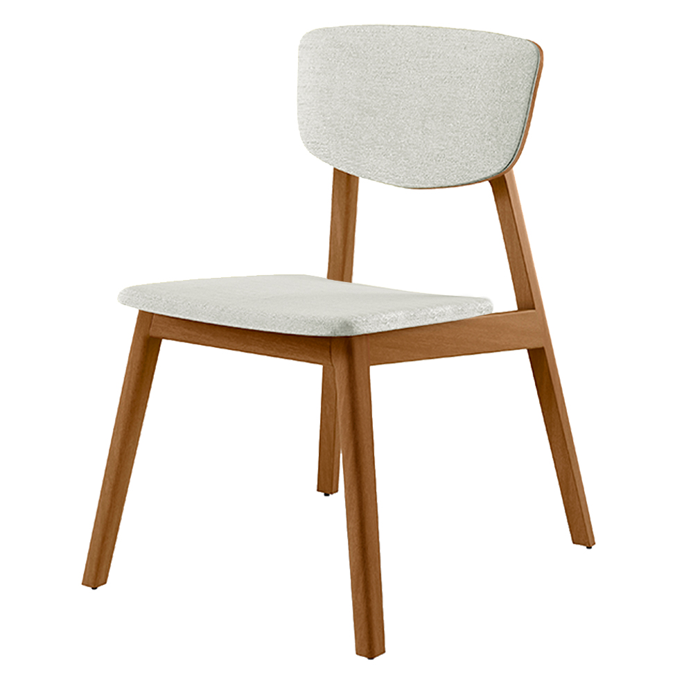 Cadeira Decorativa Sala de Jantar Madeira Maciça Lang Linho Off White/Mel G13 - Gran Belo