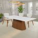 Cadeira Decorativa Sala de Jantar Madeira Maciça Lang Linho Off White/Mel G13 - Gran Belo