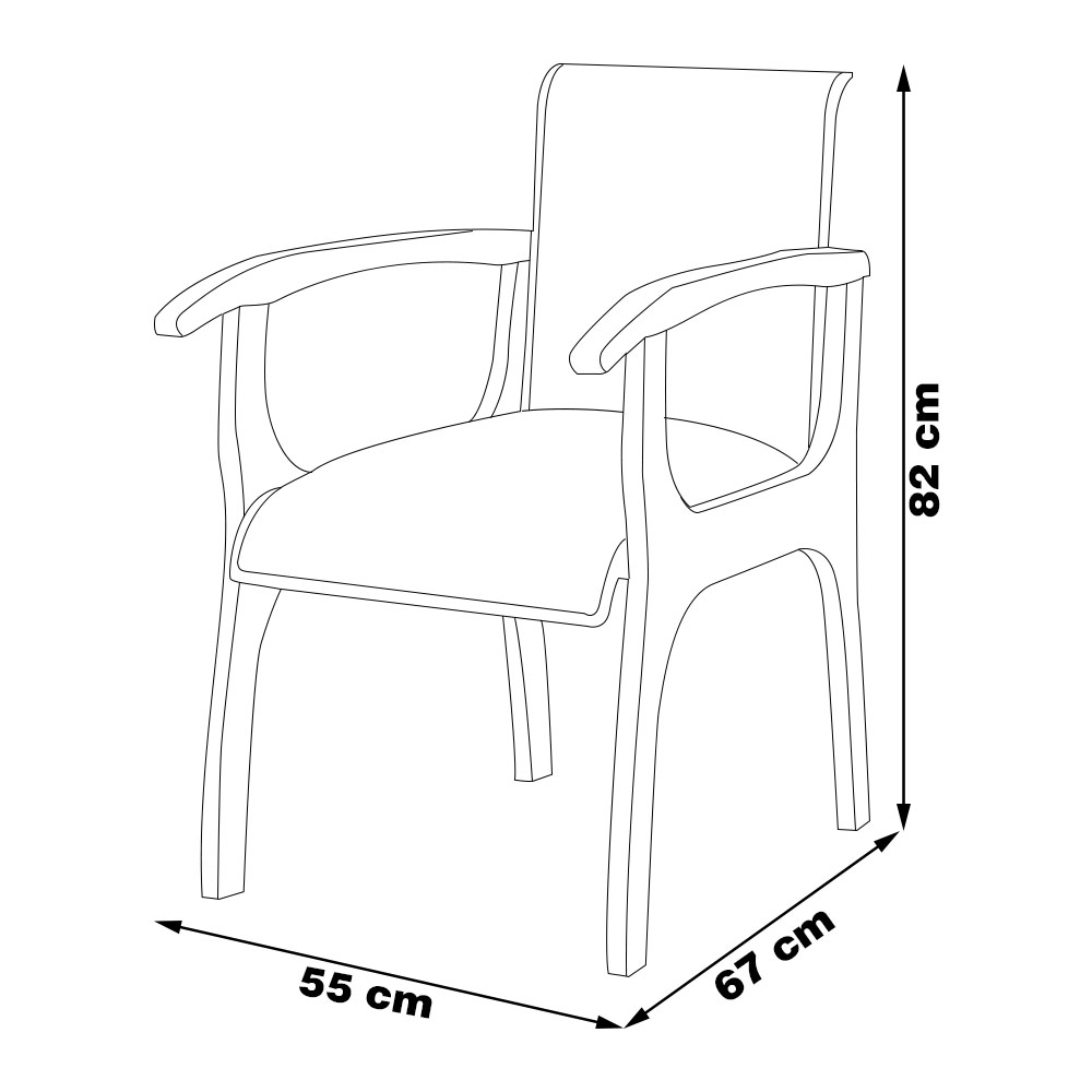 Cadeira Decorativa Sala de Jantar Madeira Maciça Pedri com Braço Linho Off White/Imbuia G42 - Gran Belo