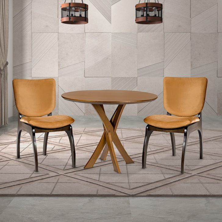 Kit 2 Cadeiras Decorativas Sala de Jantar Madeira Maciça com Braço Pigeon  Linho Bege/Mel G13 - Gran Belo Gran Belo GranBelo