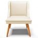 Cadeira Decorativa Sala de Jantar Pés Palito de Madeira Firenze PU Bege/Natural G19 - Gran Belo