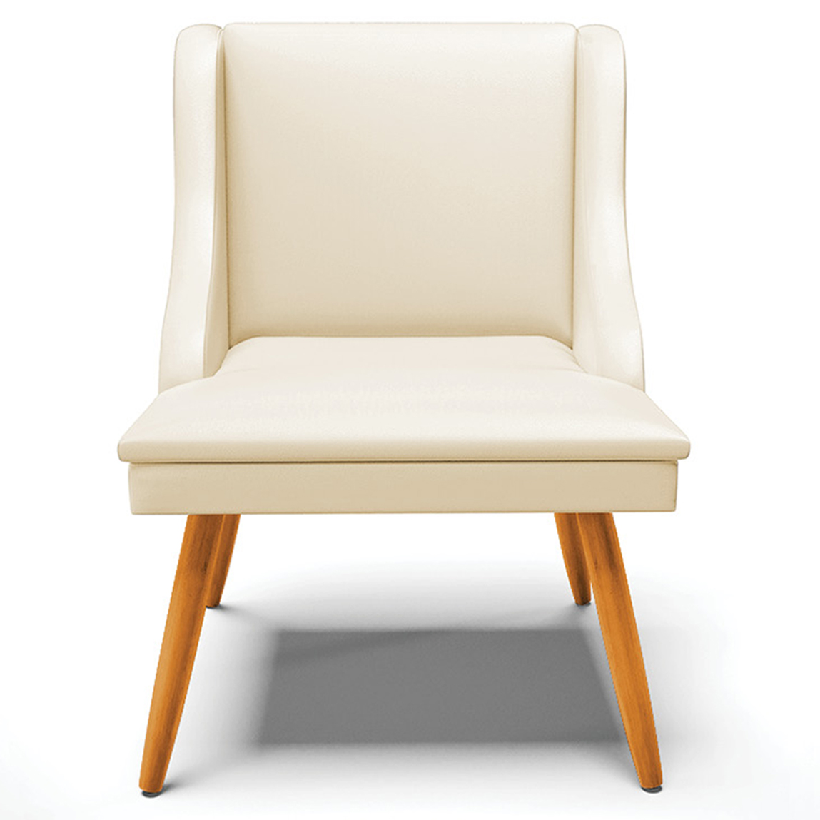 Cadeira Decorativa Sala de Jantar Pés Palito de Madeira Firenze PU Bege/Natural G19 - Gran Belo