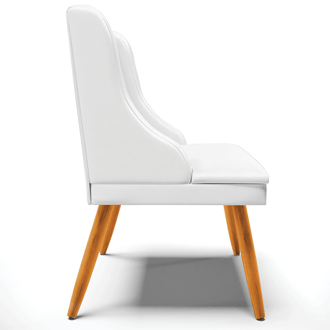 Cadeira Decorativa Sala de Jantar Pés Palito de Madeira Firenze PU Branco Fosco/Natural G19 - Gran Belo