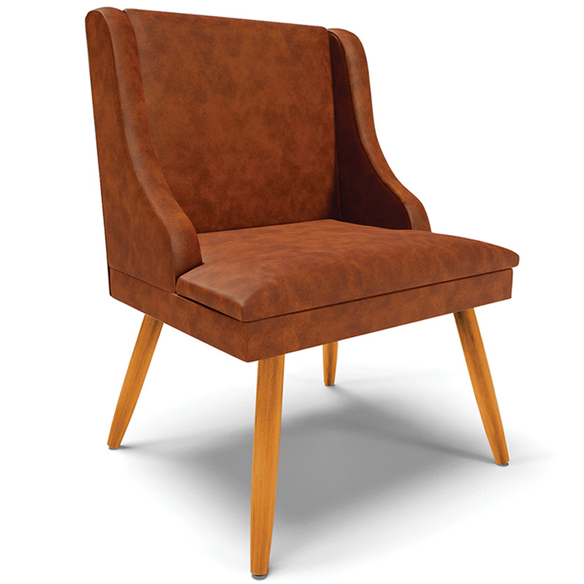Cadeira Decorativa Sala de Jantar Pés Palito de Madeira Firenze PU Nozes/Natural G19 - Gran Belo