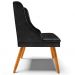 Cadeira Decorativa Sala de Jantar Pés Palito de Madeira Firenze PU Preto Brilho/Natural G19 - Gran Belo
