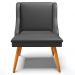 Cadeira Decorativa Sala de Jantar Pés Palito de Madeira Firenze PU Preto Fosco/Natural G19 - Gran Belo