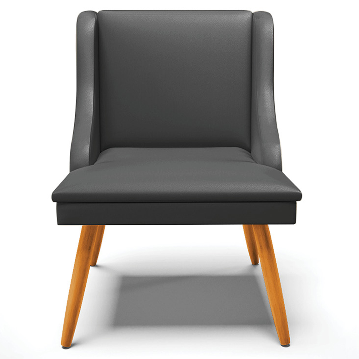 Cadeira Decorativa Sala de Jantar Pés Palito de Madeira Firenze PU Preto Fosco/Natural G19 - Gran Belo