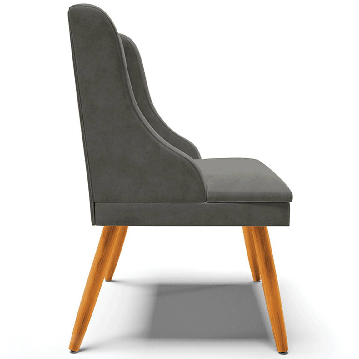 Cadeira Decorativa Sala de Jantar Pés Palito de Madeira Firenze Suede Grafite/Natural G19 - Gran Belo