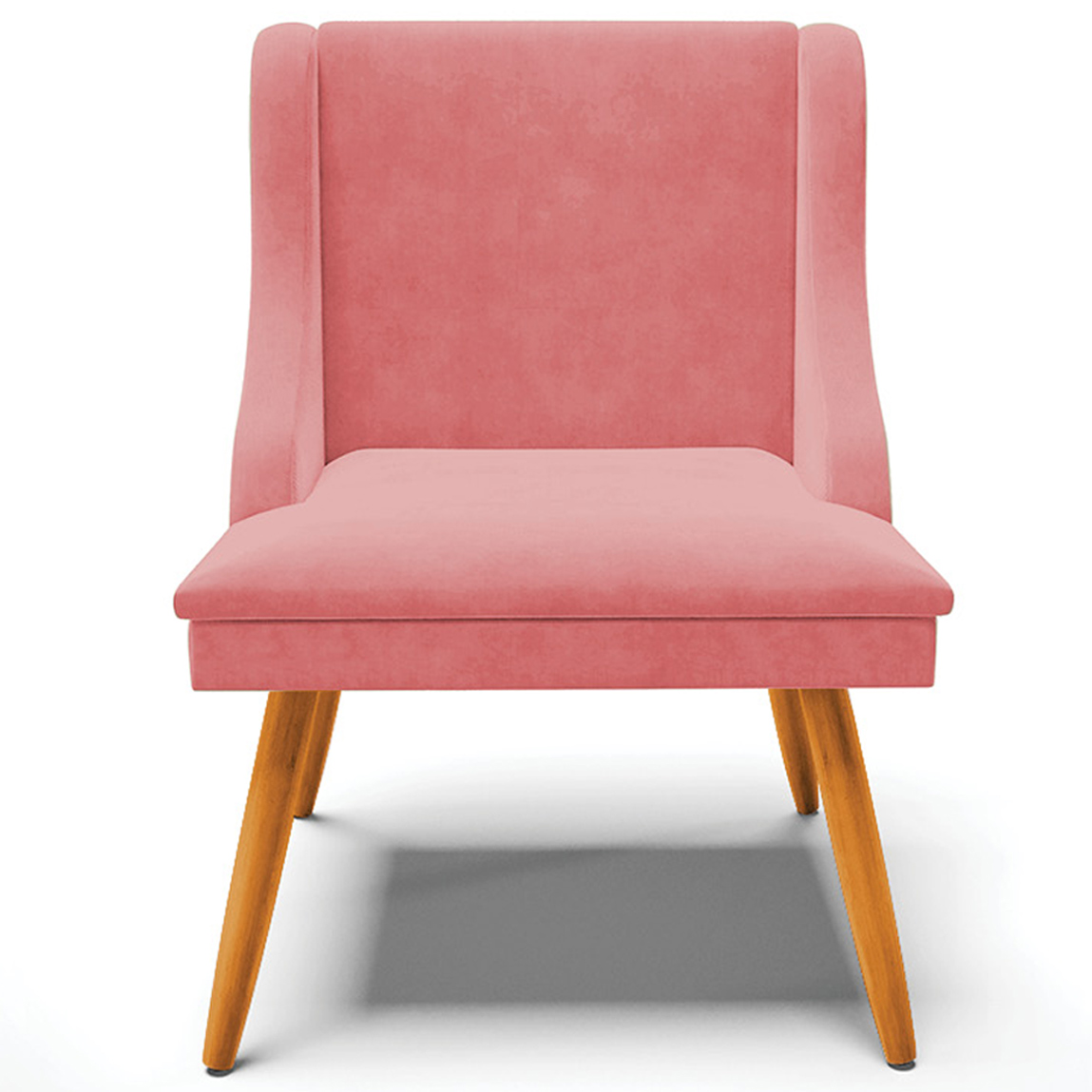 Cadeira Decorativa Sala de Jantar Pés Palito de Madeira Firenze Suede Rosê/Natural G19 - Gran Belo