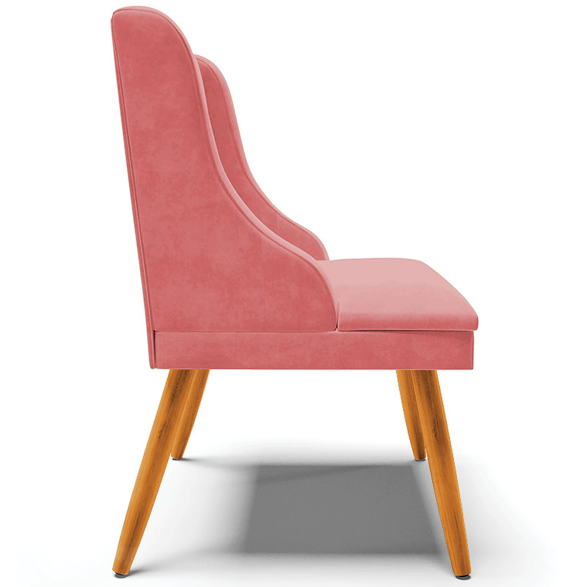 Cadeira Decorativa Sala de Jantar Pés Palito de Madeira Firenze Suede Rosê/Natural G19 - Gran Belo