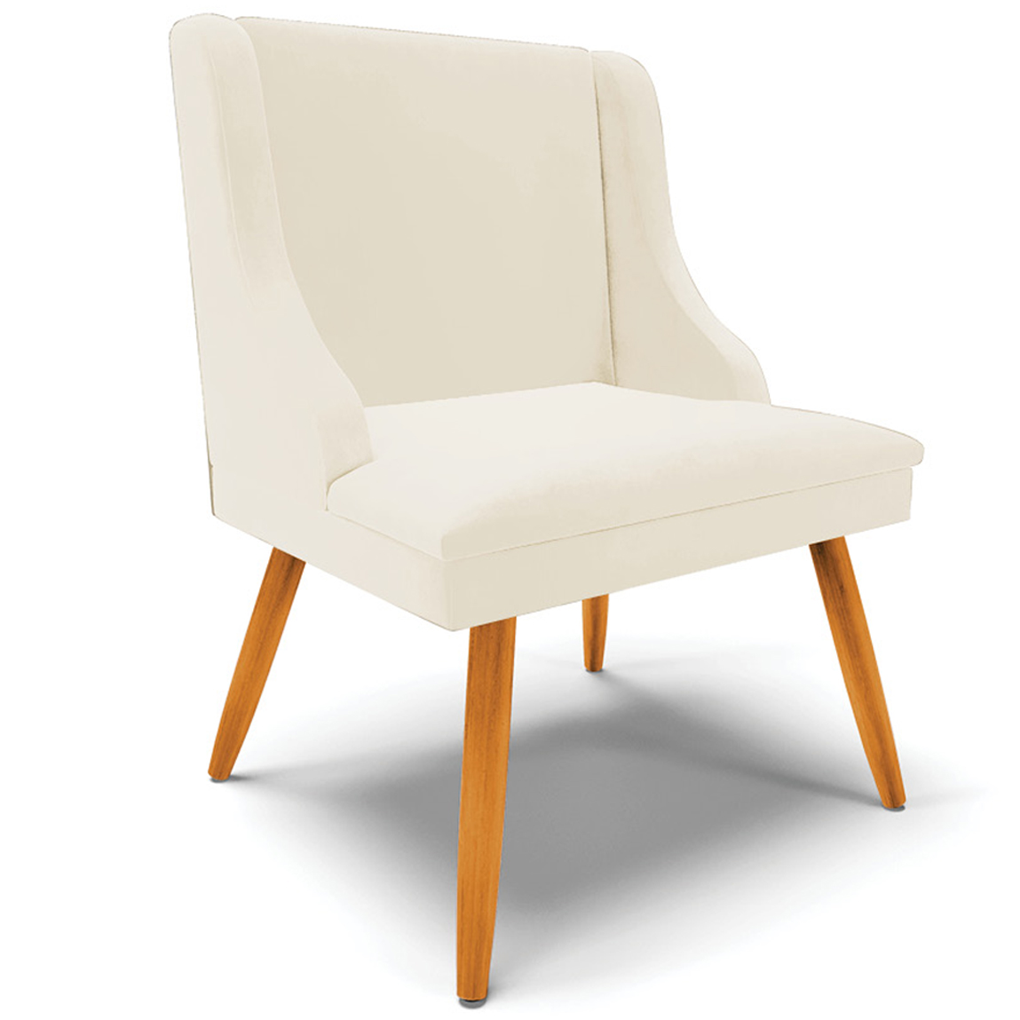 Cadeira Decorativa Sala de Jantar Pés Palito de Madeira Firenze Veludo Bege/Natural G19 - Gran Belo