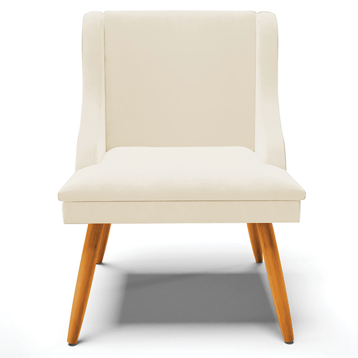 Cadeira Decorativa Sala de Jantar Pés Palito de Madeira Firenze Veludo Bege/Natural G19 - Gran Belo