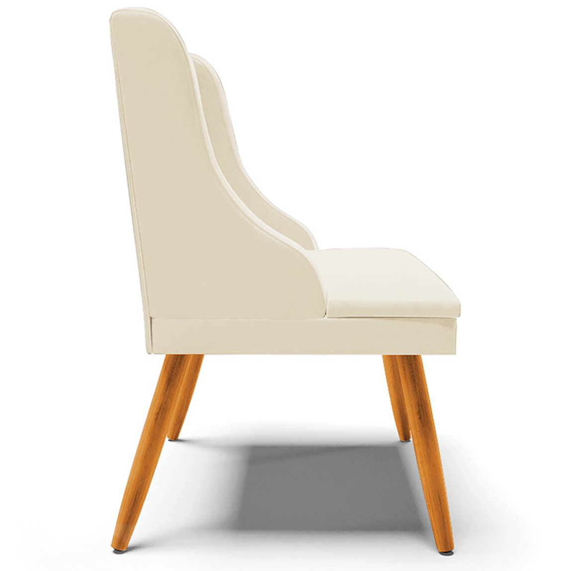 Cadeira Decorativa Sala de Jantar Pés Palito de Madeira Firenze Veludo Bege/Natural G19 - Gran Belo