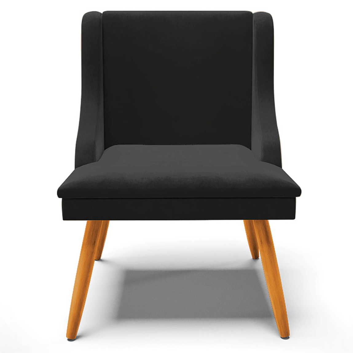 Cadeira Decorativa Sala de Jantar Pés Palito de Madeira Firenze Veludo Preto/Natural G19 - Gran Belo