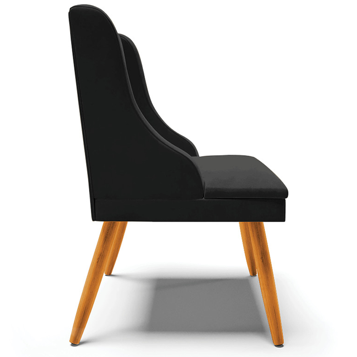 Cadeira Decorativa Sala de Jantar Pés Palito de Madeira Firenze Veludo Preto/Natural G19 - Gran Belo