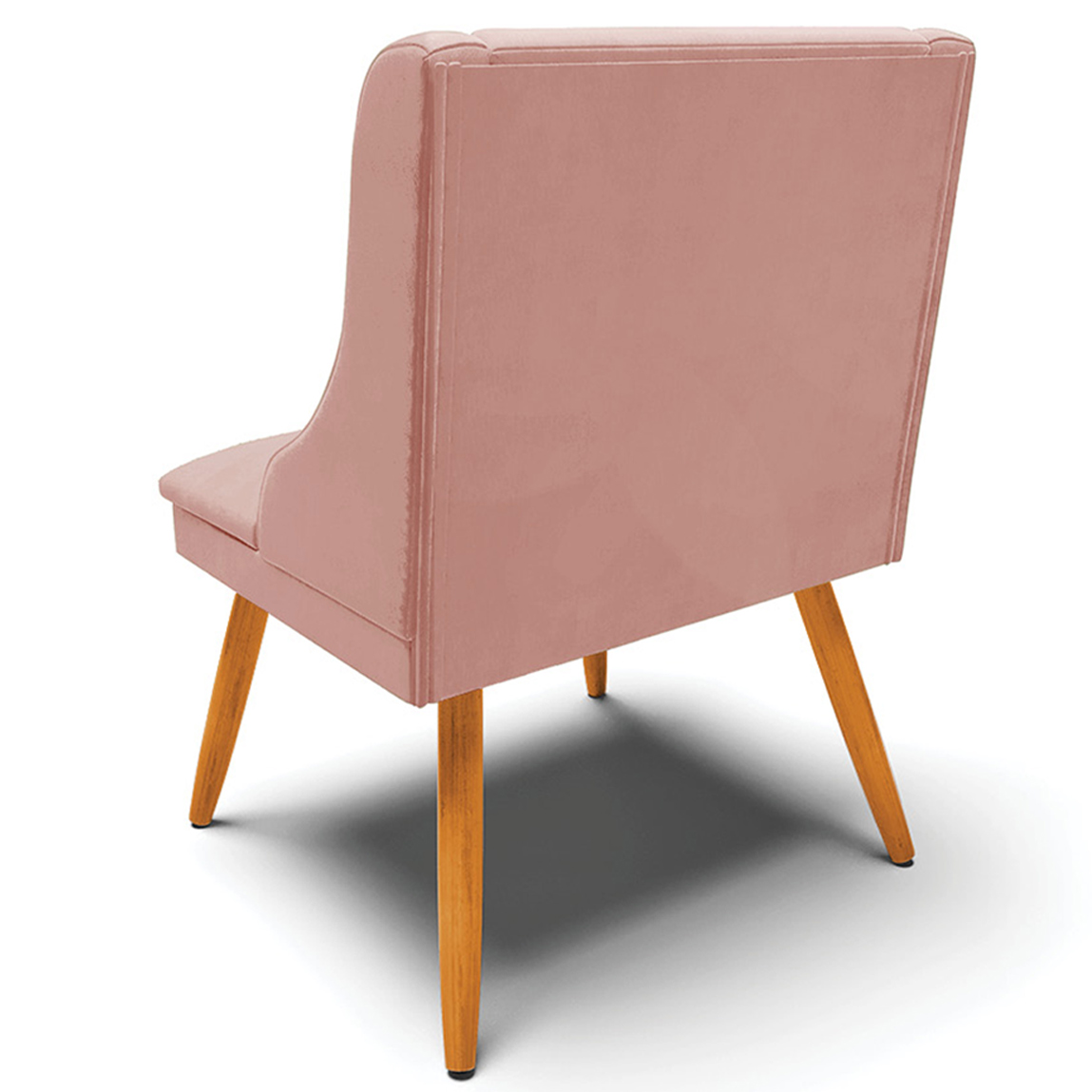 Cadeira Decorativa Sala de Jantar Pés Palito de Madeira Firenze Veludo Rosê/Natural G19 - Gran Belo