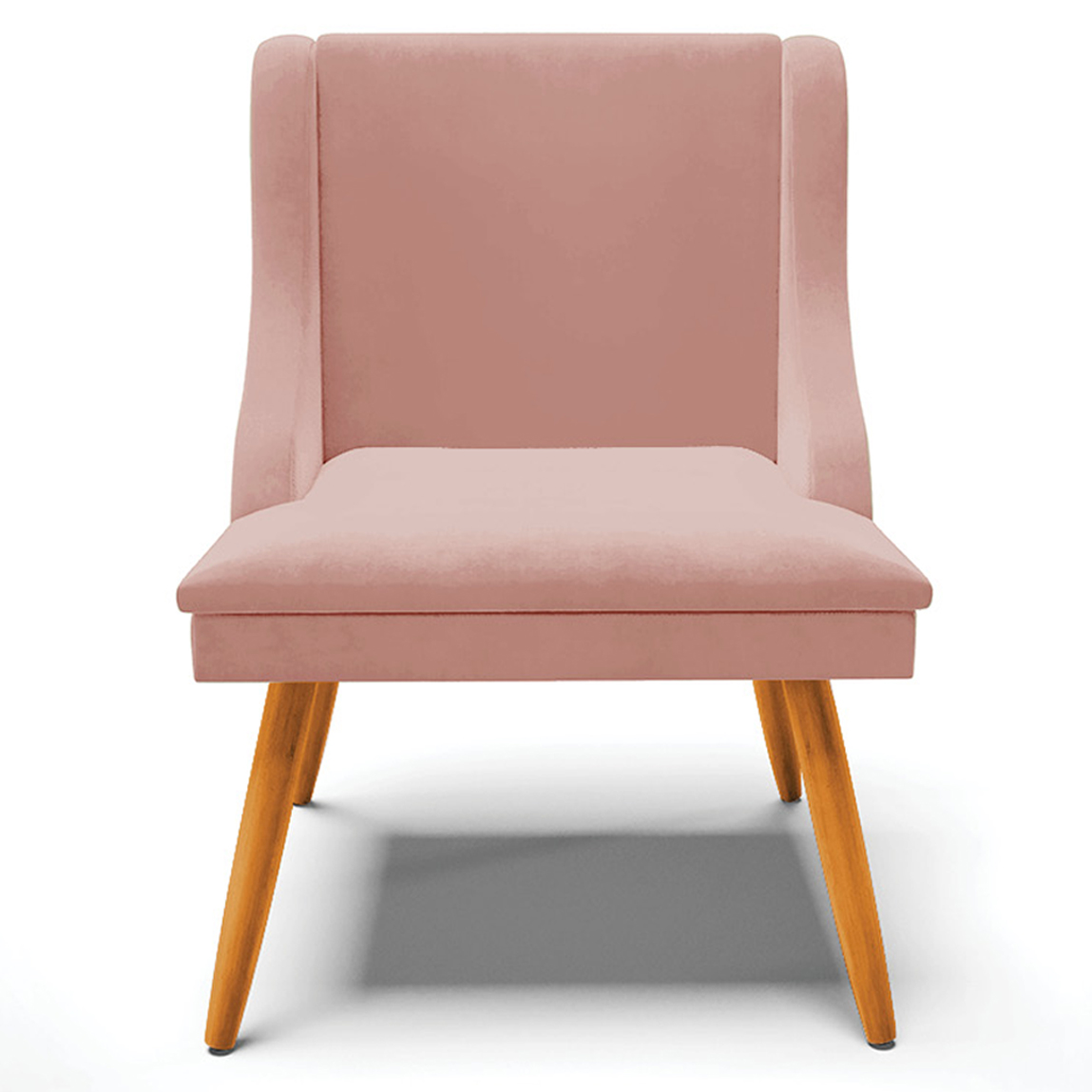 Cadeira Decorativa Sala de Jantar Pés Palito de Madeira Firenze Veludo Rosê/Natural G19 - Gran Belo