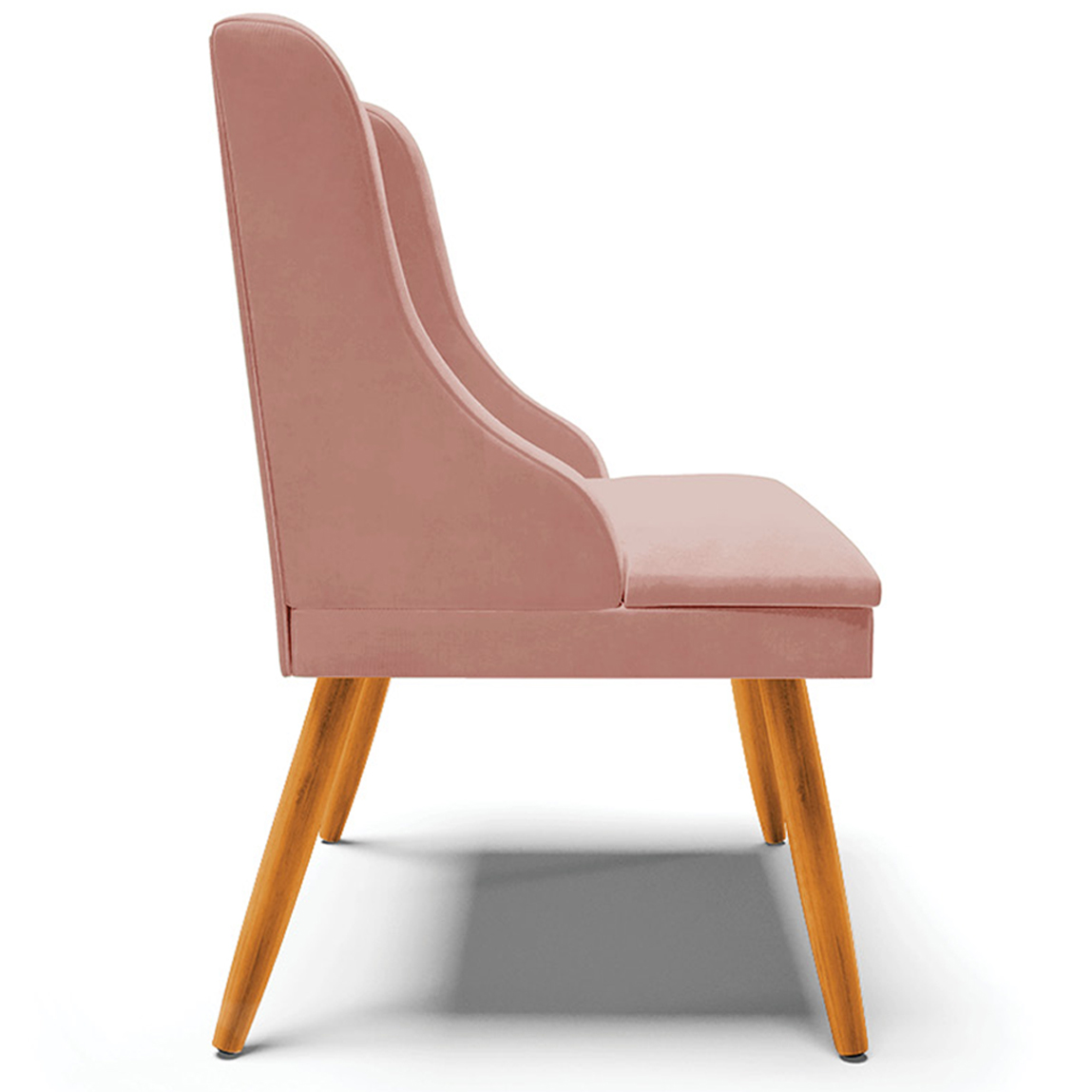 Cadeira Decorativa Sala de Jantar Pés Palito de Madeira Firenze Veludo Rosê/Natural G19 - Gran Belo