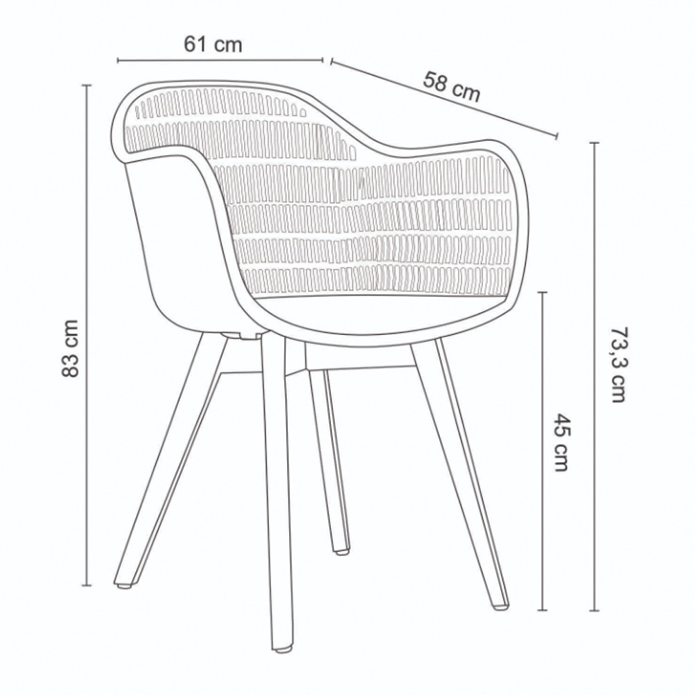 Cadeira Decorativa Sala e Cozinha Aquilae com Braço (PP) Preto G56 - Gran Belo