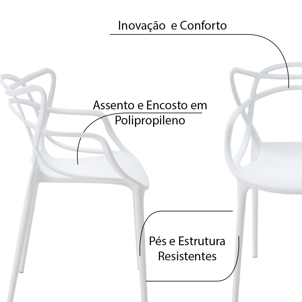 Cadeira Decorativa Sala e Cozinha Feliti (PP) Branca G56 - Gran Belo