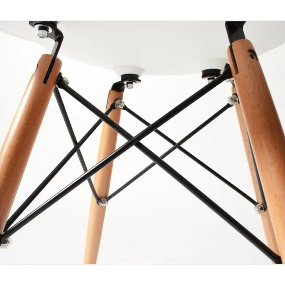 Cadeira Eiffel Charles Eames de Plástico Reciclável Branca com Base de Madeira DSW L15 - Gran Belo