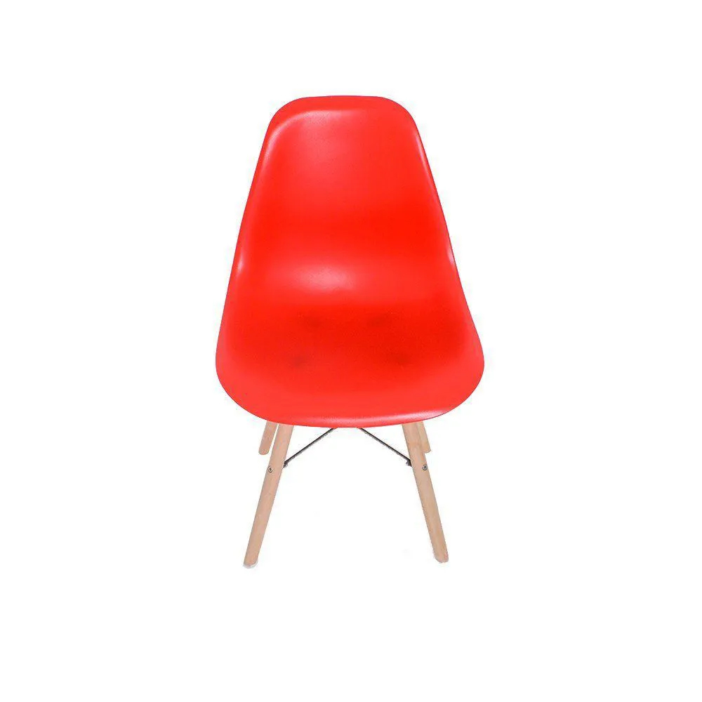 Cadeira Eiffel Charles Eames de Plástico Reciclável com Base de Madeira DSW Vermelho L15 - Gran Belo