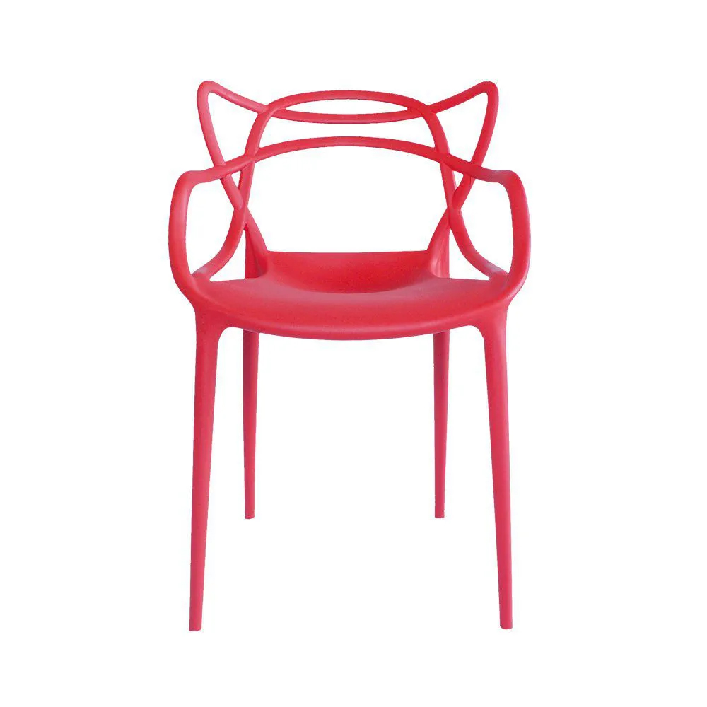Cadeira Externa de Plástico Reciclável Decorativa Amsterdam Vermelho L15 - Gran Belo