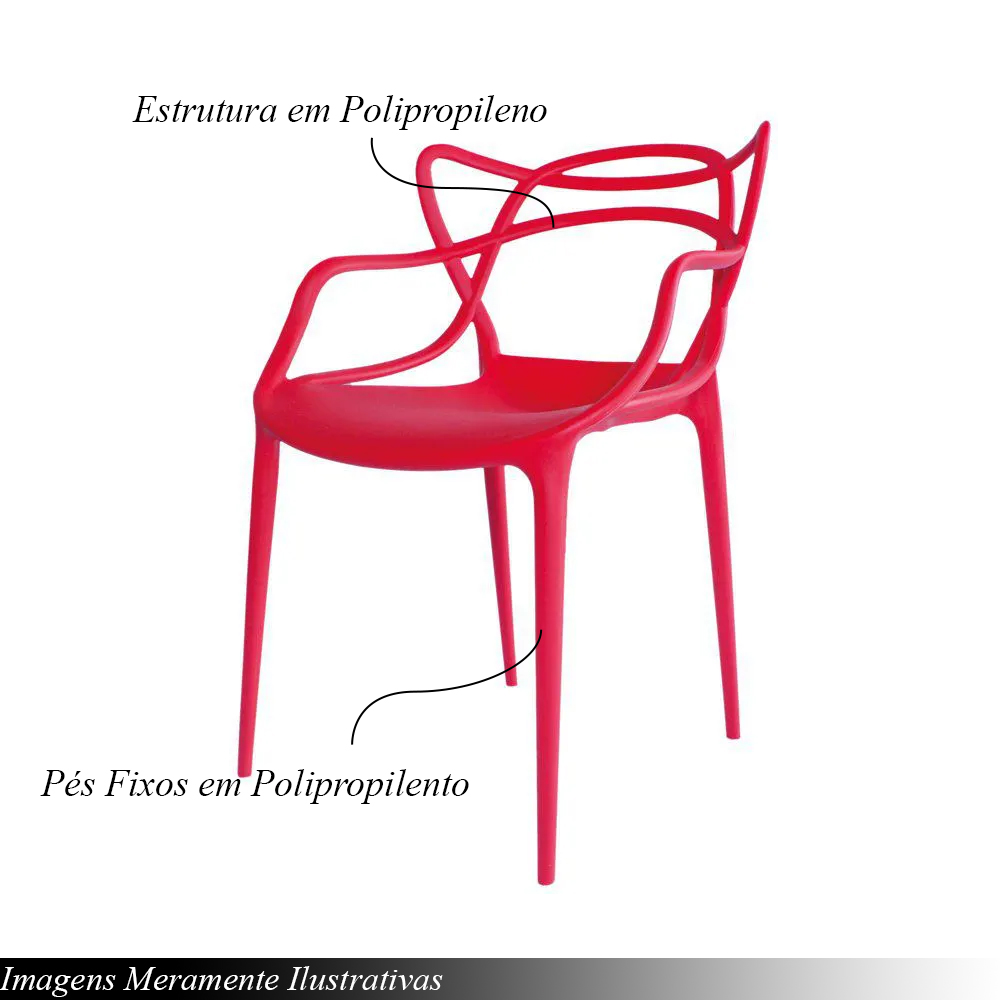 Cadeira Externa de Plástico Reciclável Decorativa Amsterdam Vermelho L15 - Gran Belo