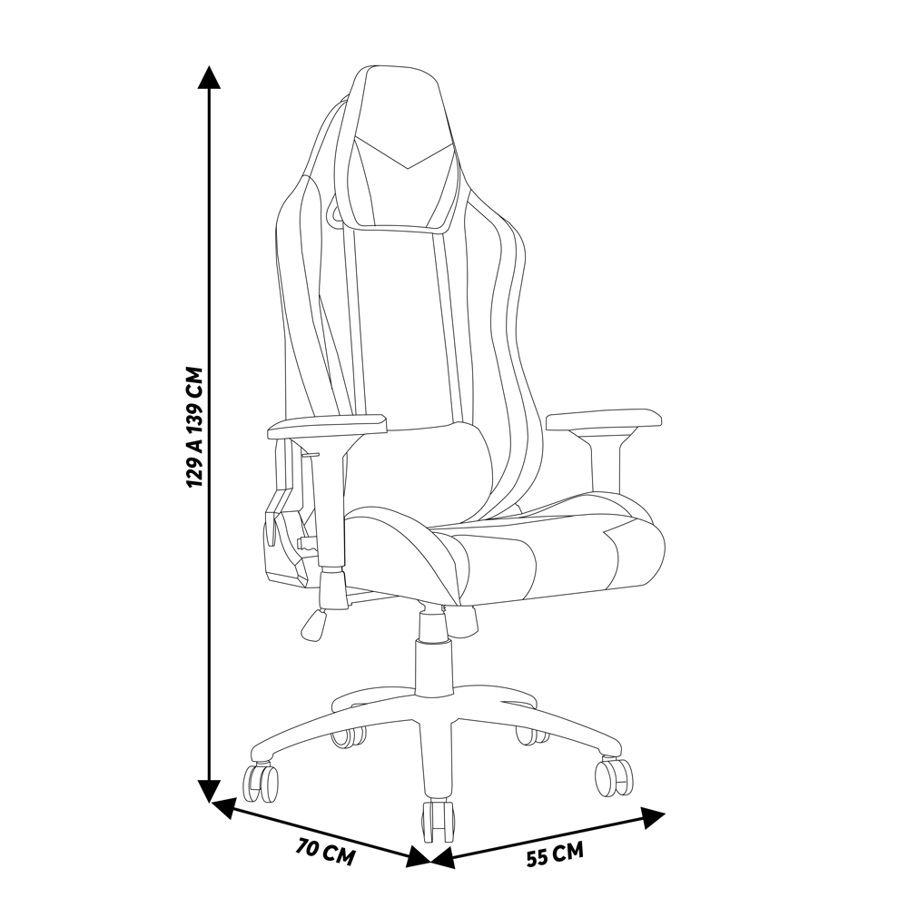 Cadeira Gamer Executiva Escritório AquilesX PU Sintético Preta G56 - Gran Belo