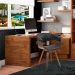 Cadeira Giratória Decorativa para Escritório Home Office Ohana PU Sintético Preto G56 - Gran Belo